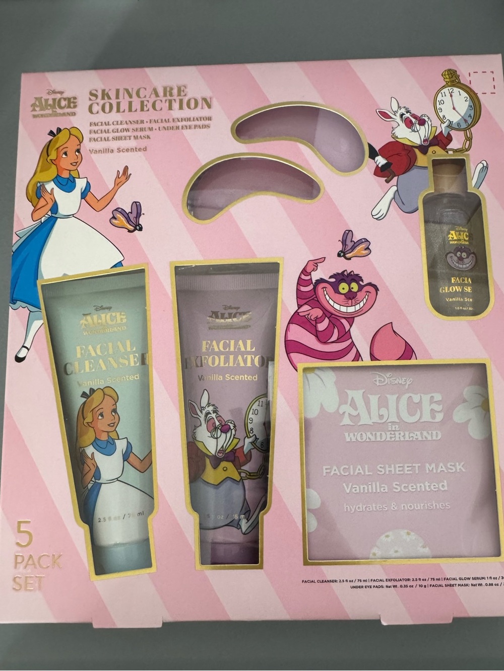Disney Alice in Wonderland Skincare Set - Pink Vanilla Scented 5pc set